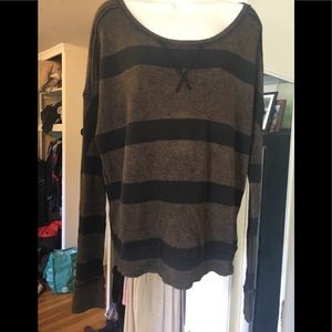 Free People Brown/Black Thermal Shirt. Size S